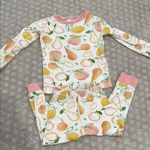 Burt's Bees Pink and White Pajama Set with Playful Fruit Print